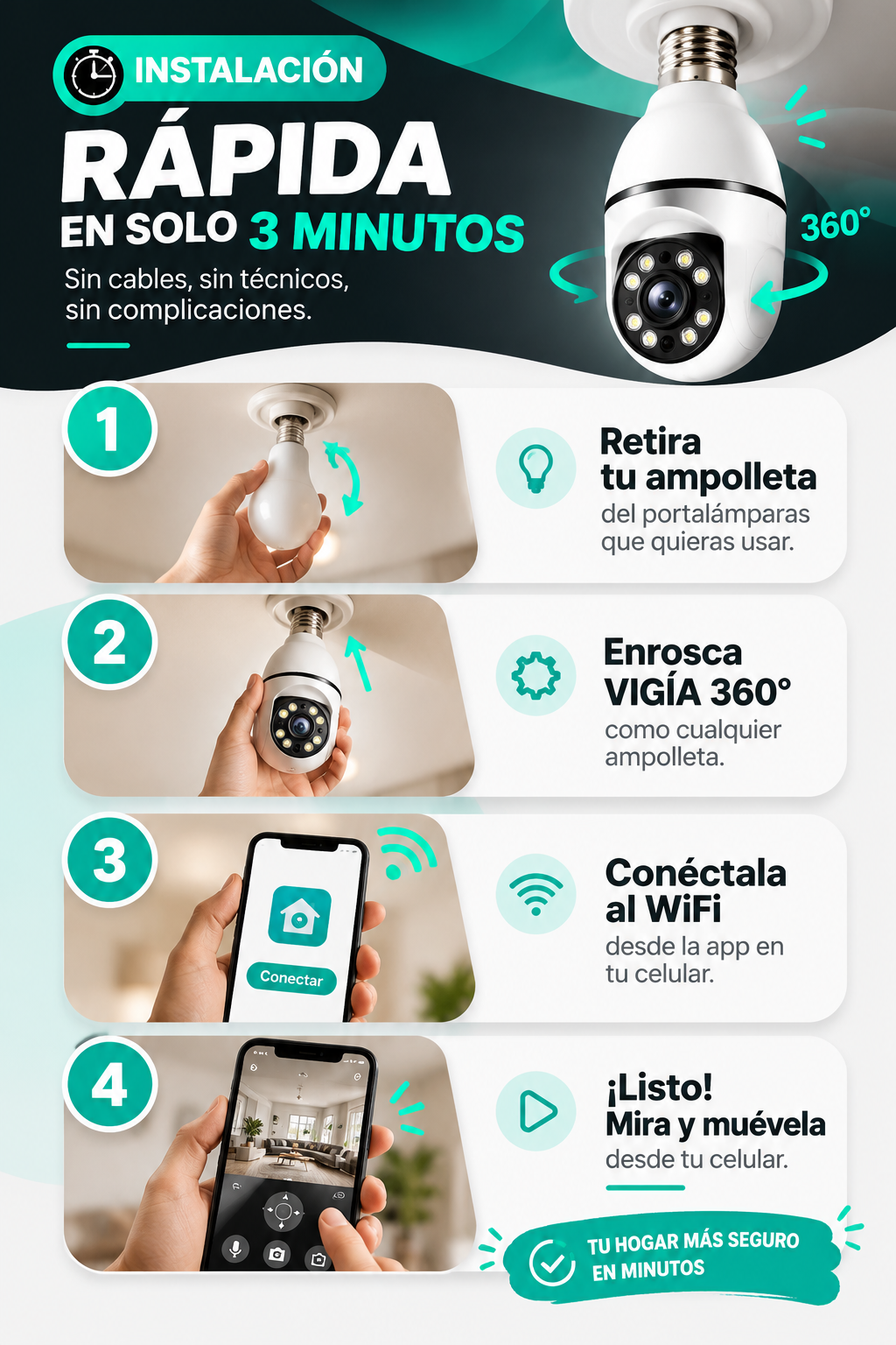 VIGÍA 360° |Cámara de Seguridad WiFi Full HD